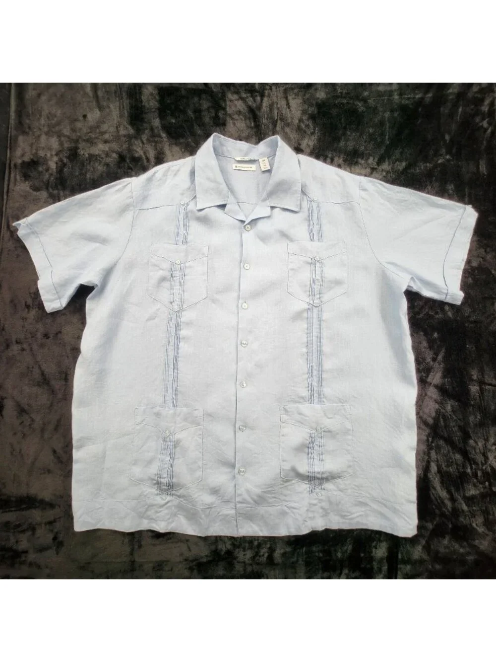Cubavera 100% Linen Guayabera Shirt 2X Retro Pleat Airy Coastal Resort Tropical - Picture 1 of 8